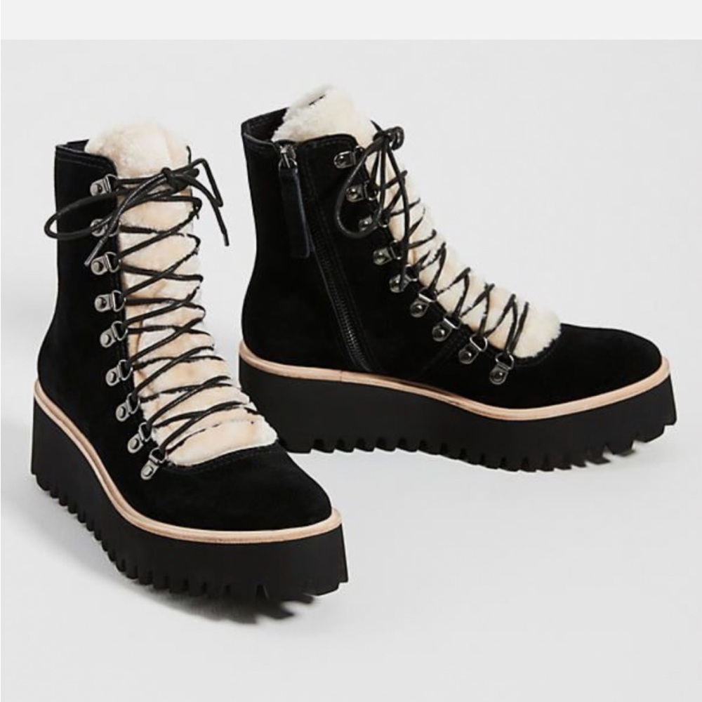 All Black Lace Up Lugg Boot